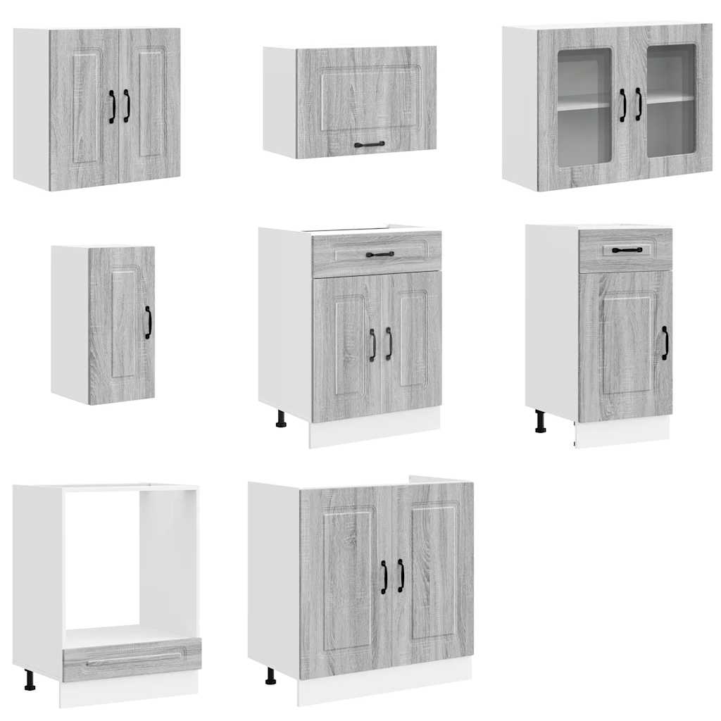 Set Mobili da Cucina 8 pz Kalmar Grigio Sonoma in Truciolato