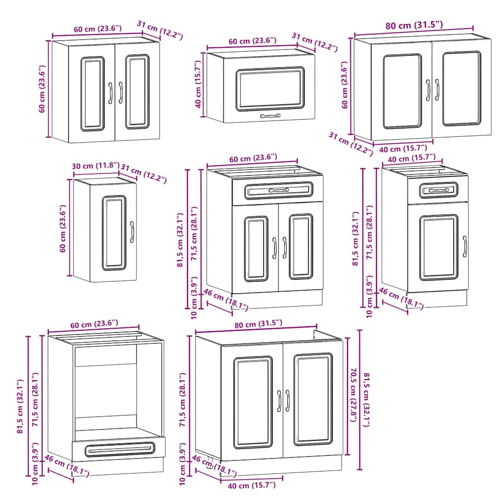 Set Mobili da Cucina 8 pz Kalmar Grigio Sonoma in Truciolato - homemem39