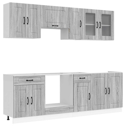 Set Mobili da Cucina 8 pz Kalmar Grigio Sonoma in Truciolato