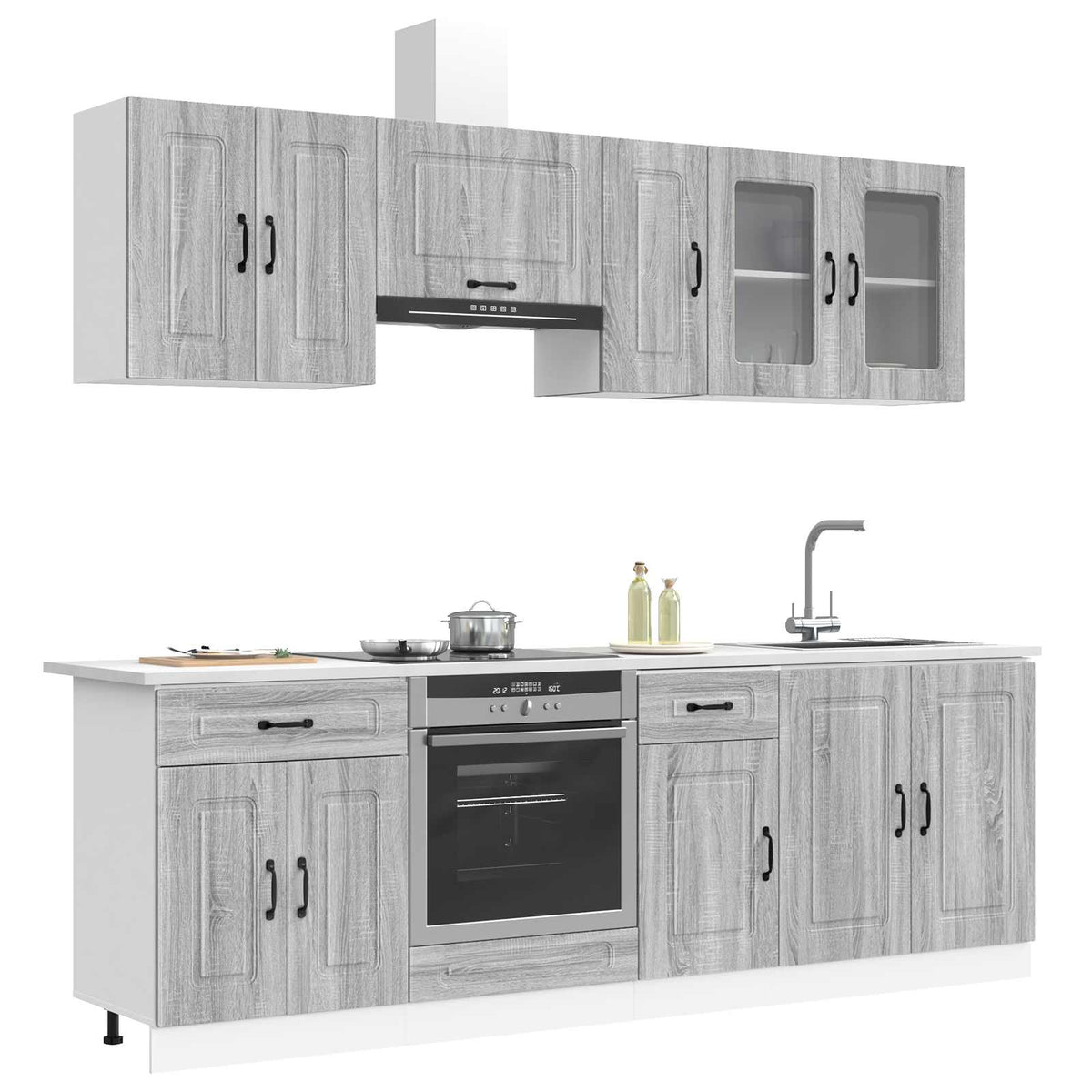 Set Mobili da Cucina 8 pz Kalmar Grigio Sonoma in Truciolato