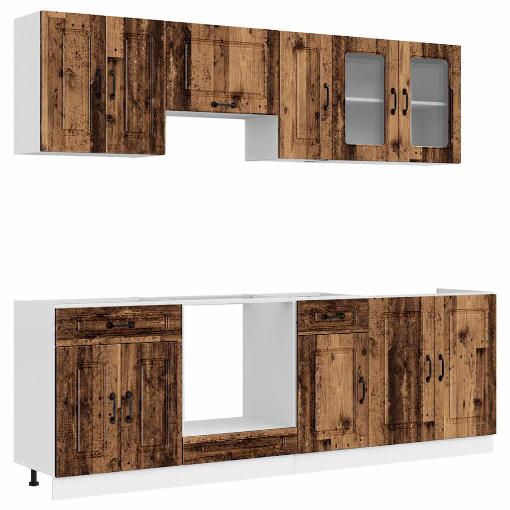 Set Mobili da Cucina 8 pz Kalmar Legno Vecchio in Truciolato