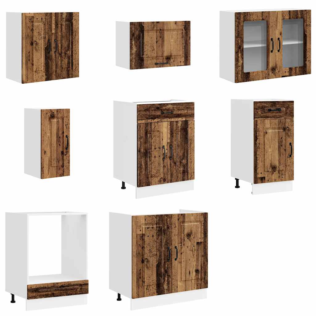 Set Mobili da Cucina 8 pz Kalmar Legno Vecchio in Truciolato