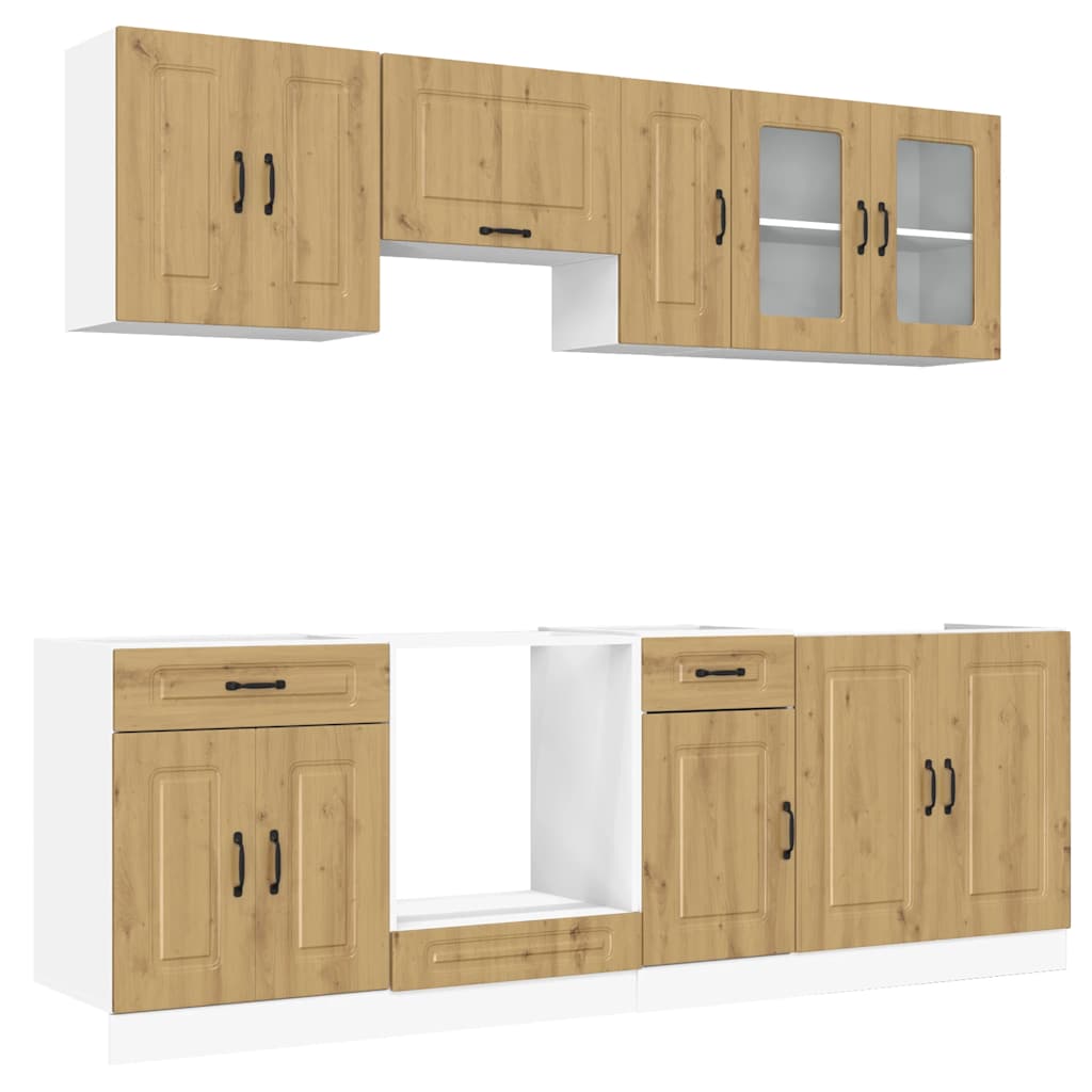 Set Mobili da Cucina 8 pz Kalmar Rovere Artigianale Truciolato | homemem39