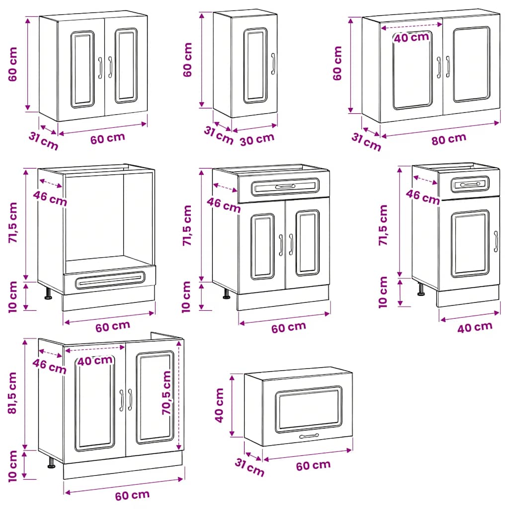Set Mobili da Cucina 8 pz Kalmar Rovere Artigianale Truciolato