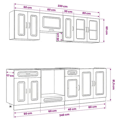 Set Mobili da Cucina 8 pz Kalmar Rovere Artigianale Truciolato