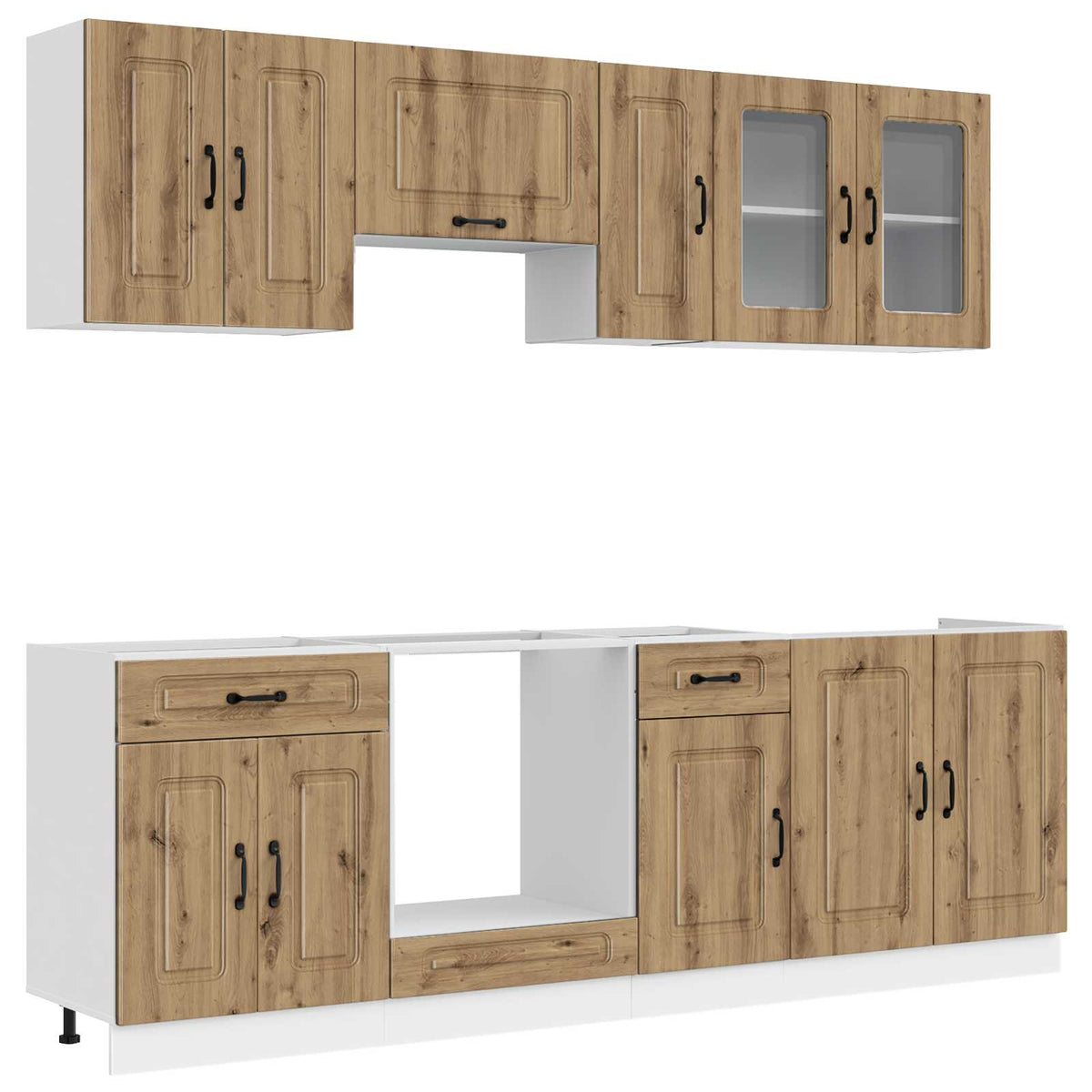 Set Mobili da Cucina 8 pz Kalmar Rovere Artigianale Truciolato