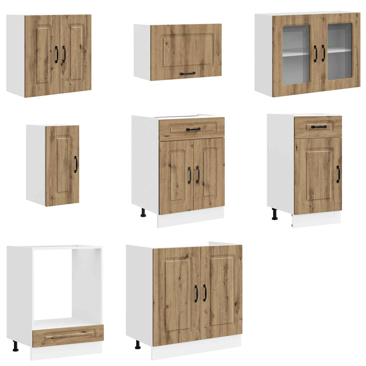 Set Mobili da Cucina 8 pz Kalmar Rovere Artigianale Truciolato
