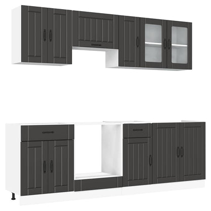 Set Mobili da Cucina 8 pz Kalmar Neri Legno Multistrato