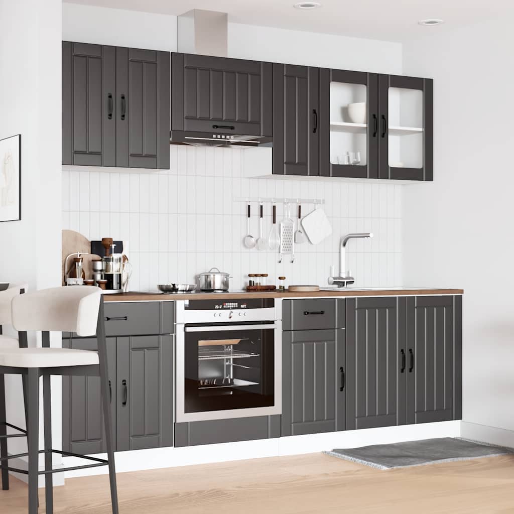 Set Mobili da Cucina 8 pz Kalmar Neri Legno Multistrato