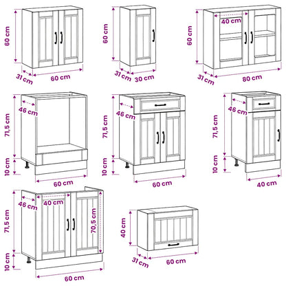Set Mobili da Cucina 8 pz Kalmar Neri Legno Multistrato
