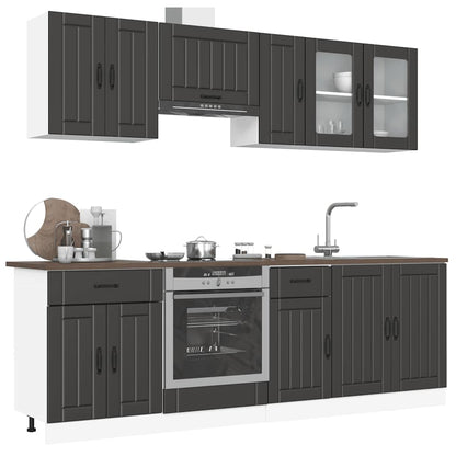 Set Mobili da Cucina 8 pz Kalmar Neri Legno Multistrato