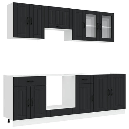 Set Mobili da Cucina 8 pz Kalmar Neri Legno Multistrato