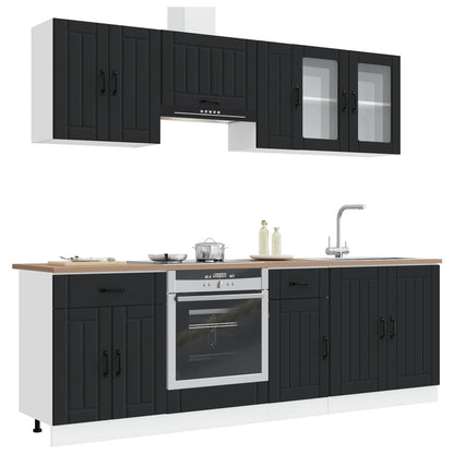 Set Mobili da Cucina 8 pz Kalmar Neri Legno Multistrato