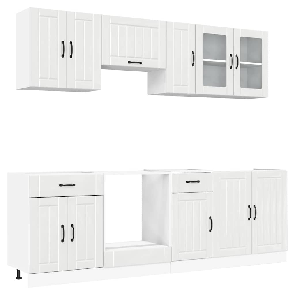 Set Mobili da Cucina 8 pz Lucca Bianchi Lucido in Truciolato