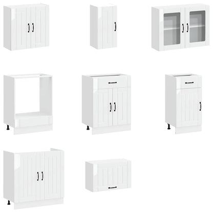Set Mobili da Cucina 8 pz Lucca Bianchi Lucido in Truciolato
