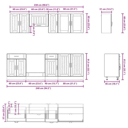 Set Mobili da Cucina 8 pz Lucca Bianchi Lucido in Truciolato | homemem39