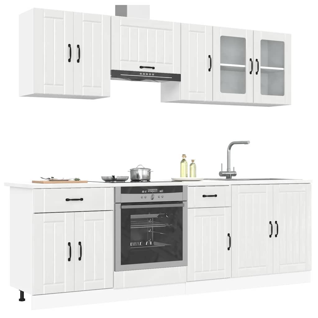 Set Mobili da Cucina 8 pz Lucca Bianchi Lucido in Truciolato | homemem39