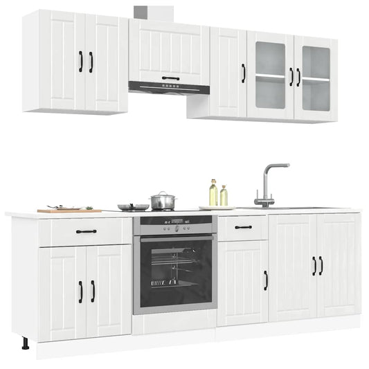 Set Mobili da Cucina 8 pz Lucca Bianchi Lucido in Truciolato | homemem39