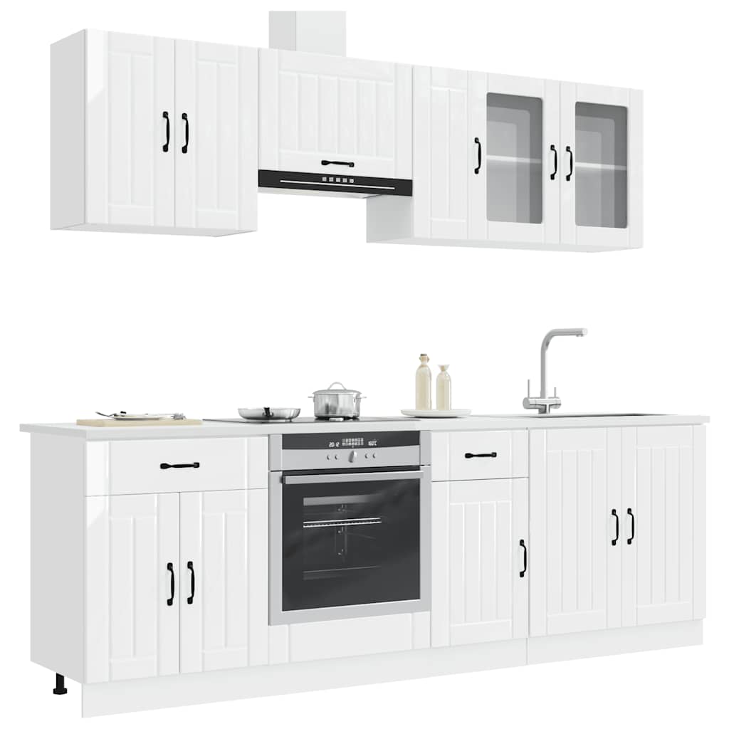 Set Mobili da Cucina 8 pz Lucca Bianchi Lucido in Truciolato