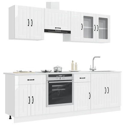 Set Mobili da Cucina 8 pz Lucca Bianchi Lucido in Truciolato