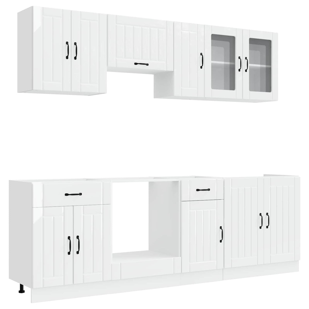 Set Mobili da Cucina 8 pz Lucca Bianchi Lucido in Truciolato