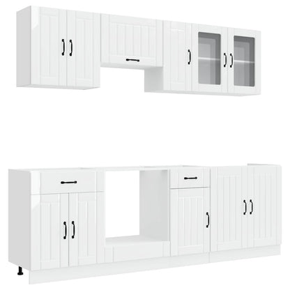 Set Mobili da Cucina 8 pz Lucca Bianchi Lucido in Truciolato