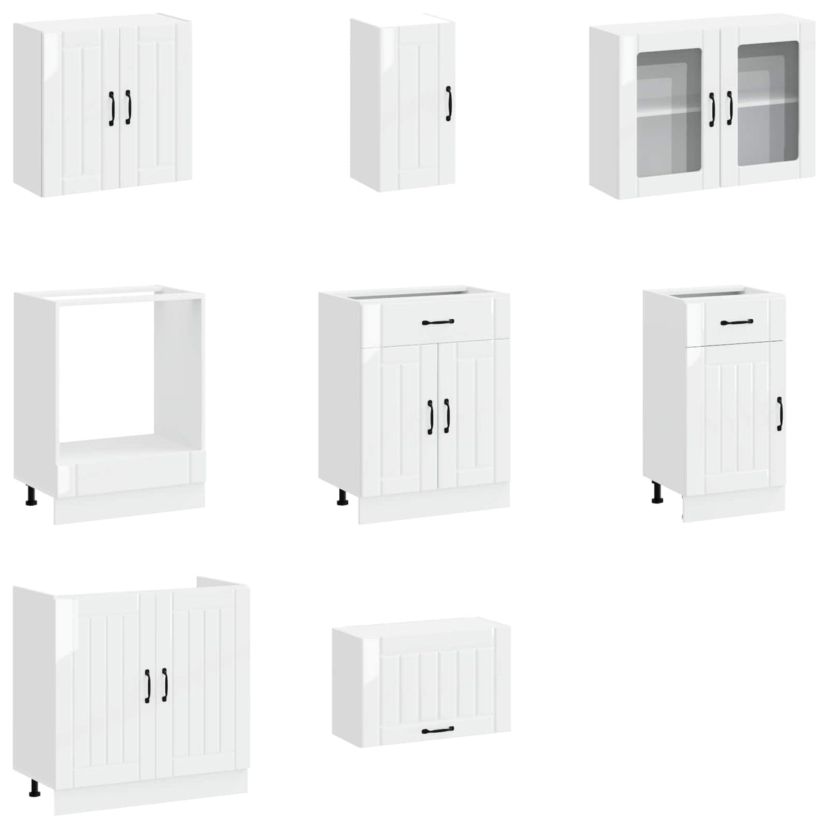 Set Mobili da Cucina 8 pz Lucca Bianchi Lucido in Truciolato