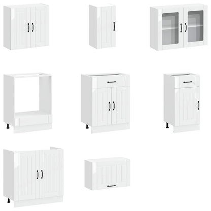 Set Mobili da Cucina 8 pz Lucca Bianchi Lucido in Truciolato