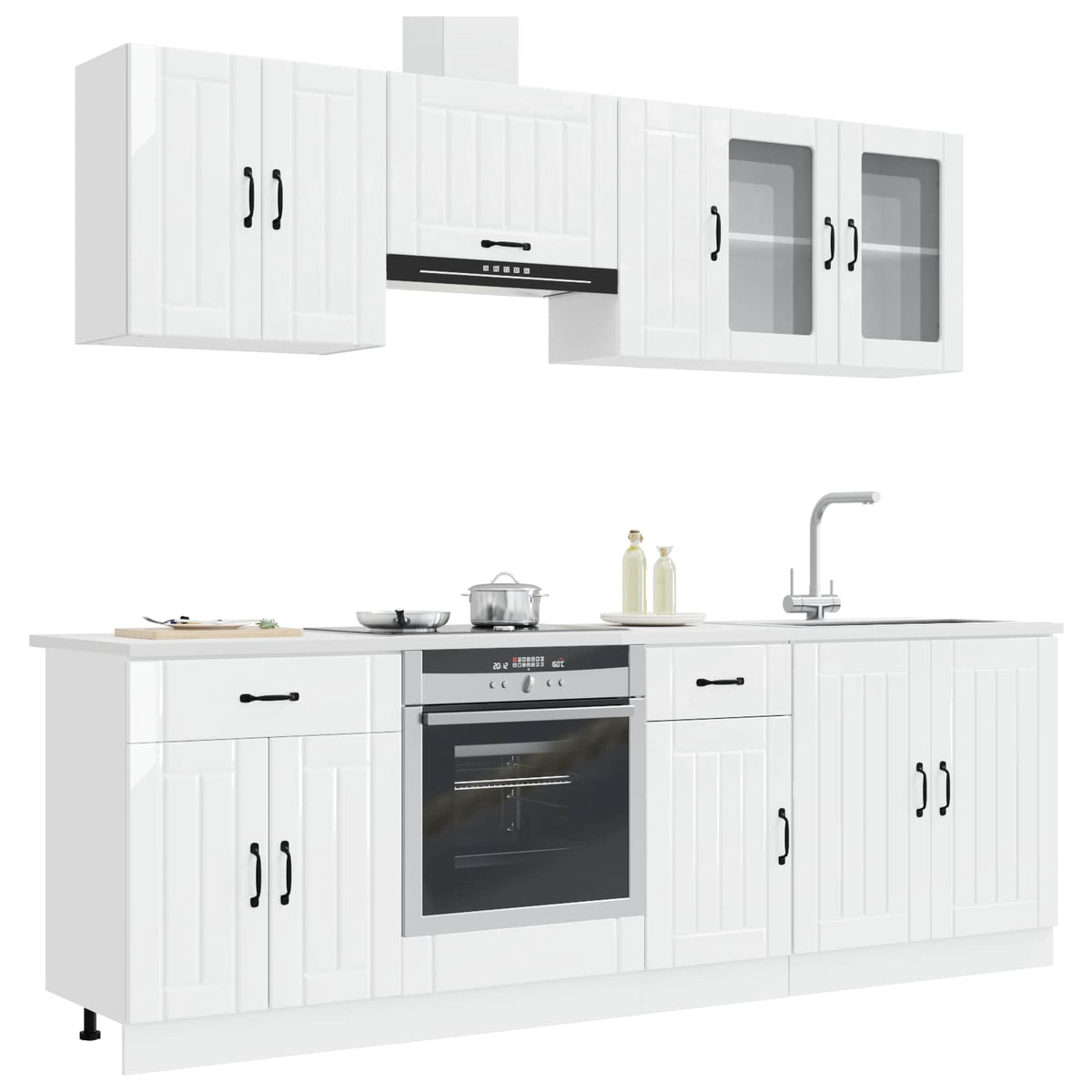 Set Mobili da Cucina 8 pz Lucca Bianchi Lucido in Truciolato