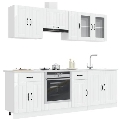 Set Mobili da Cucina 8 pz Lucca Bianchi Lucido in Truciolato