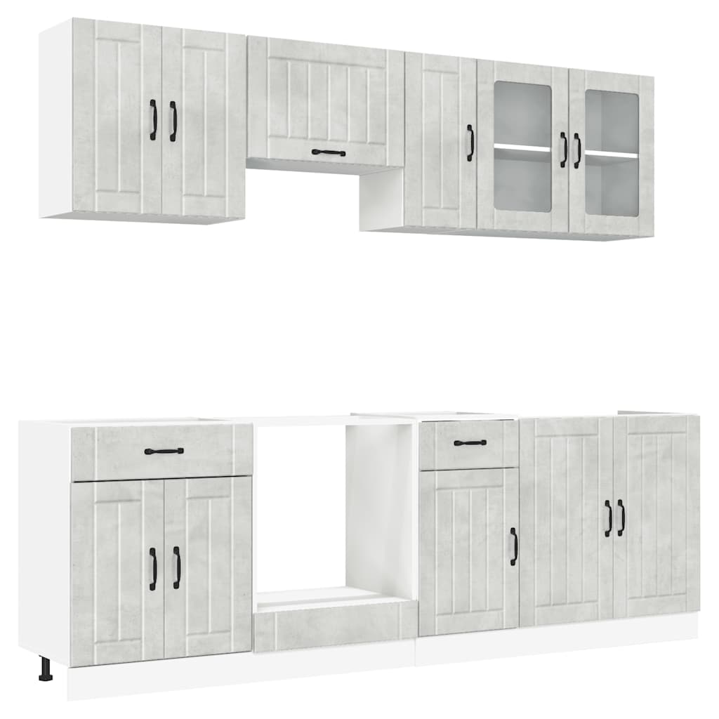 Set Mobili da Cucina 8 pz Lucca Grigio Cemento in Truciolato