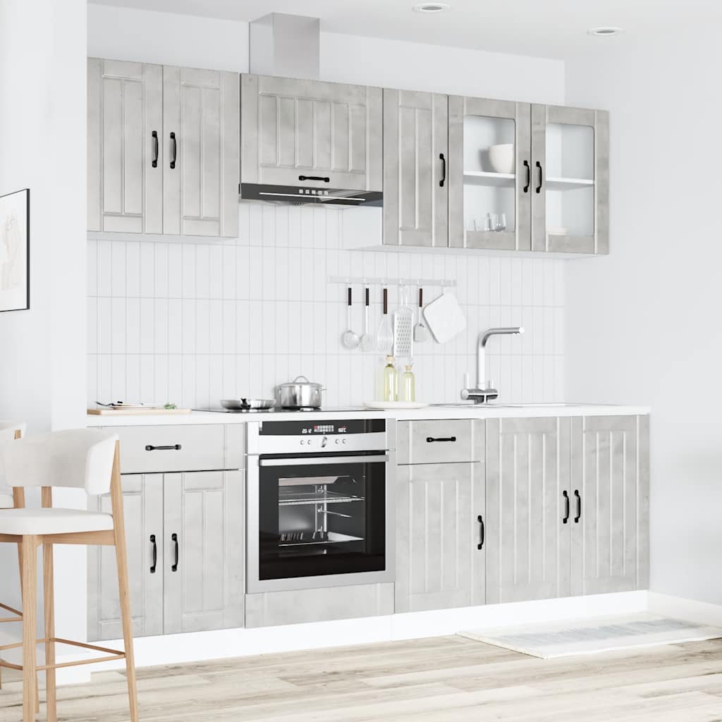 Set Mobili da Cucina 8 pz Lucca Grigio Cemento in Truciolato