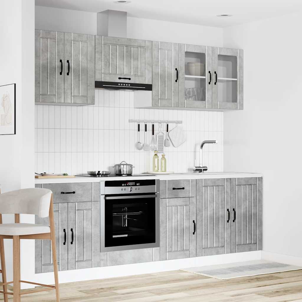 Set Mobili da Cucina 8 pz Lucca Grigio Cemento in Truciolato