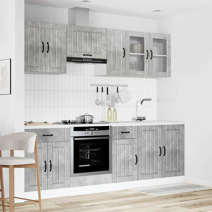 Set Mobili da Cucina 8 pz Lucca Grigio Cemento in Truciolato