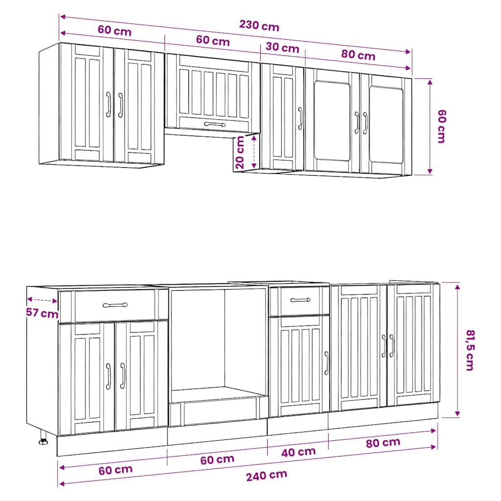 Set Mobili da Cucina 8 pz Lucca Grigio Cemento in Truciolato