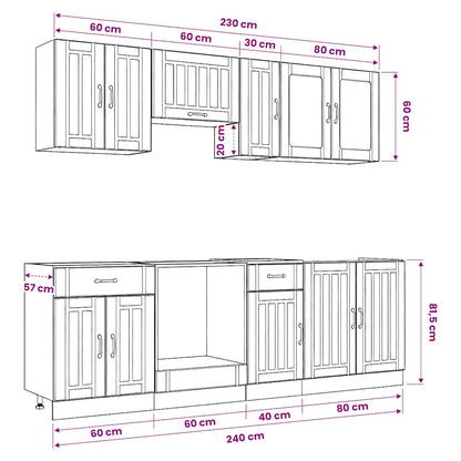 Set Mobili da Cucina 8 pz Lucca Grigio Cemento in Truciolato
