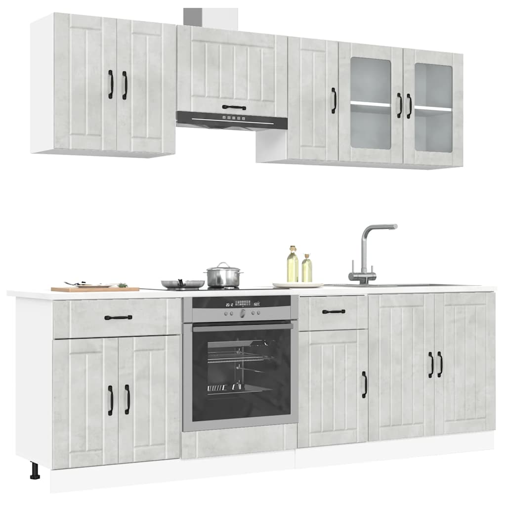 Set Mobili da Cucina 8 pz Lucca Grigio Cemento in Truciolato