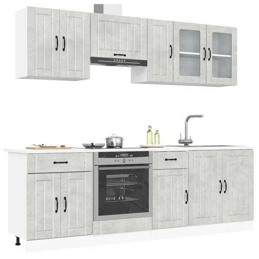 Set Mobili da Cucina 8 pz Lucca Grigio Cemento in Truciolato - homemem39