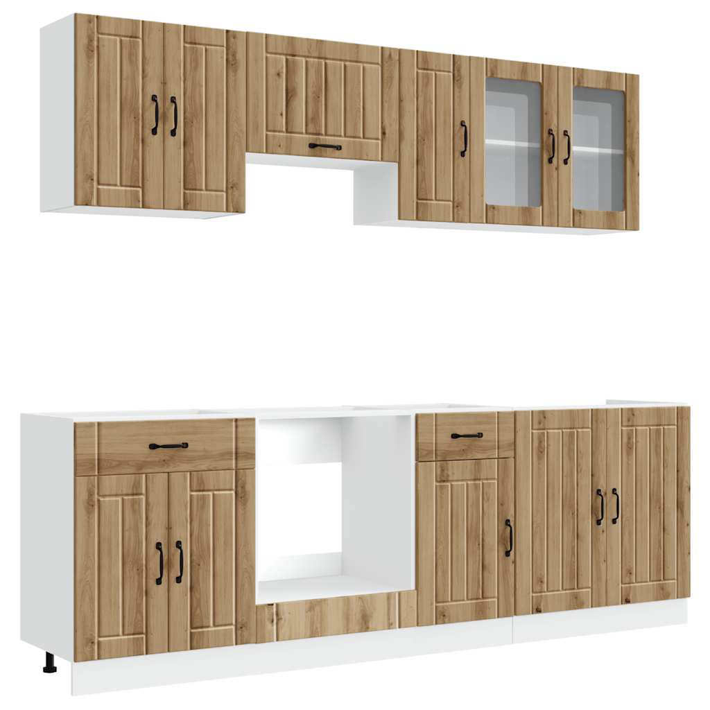 Set Mobili da Cucina 8 pz Kalmar Rovere Artigianale Truciolato