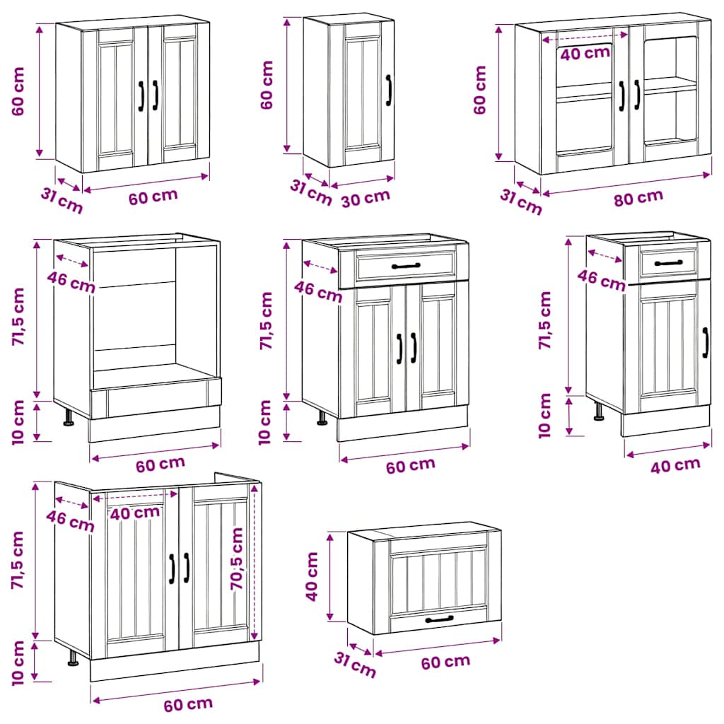 Set Mobili da Cucina 8 pz Kalmar Rovere Artigianale Truciolato