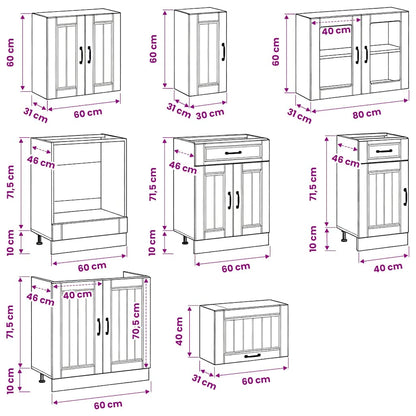 Set Mobili da Cucina 8 pz Kalmar Rovere Artigianale Truciolato
