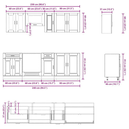 Set Mobili da Cucina 8 pz Porto Bianco Legno Multistrato | homemem39