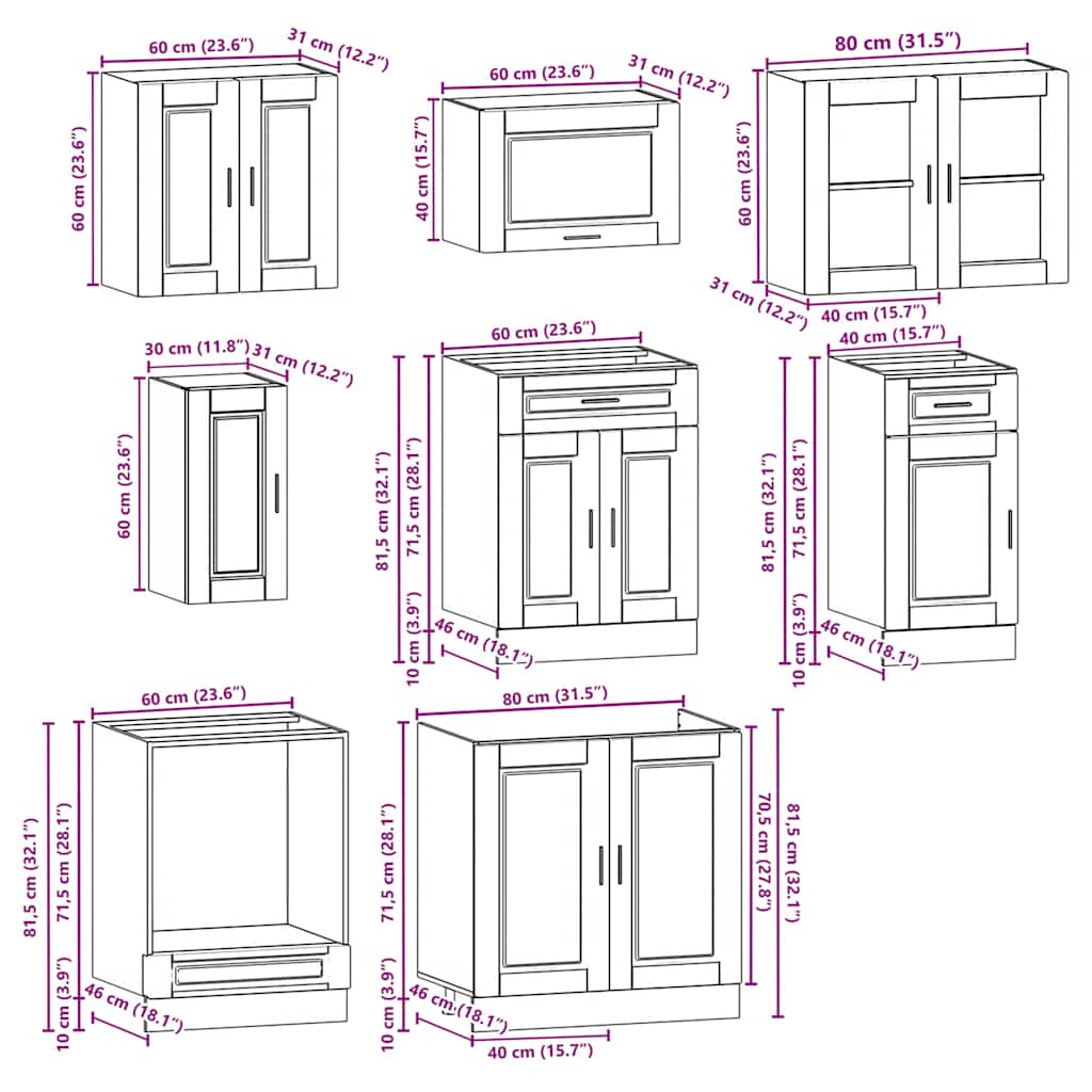 Set Mobili da Cucina 8 pz Porto Bianco Legno Multistrato | homemem39