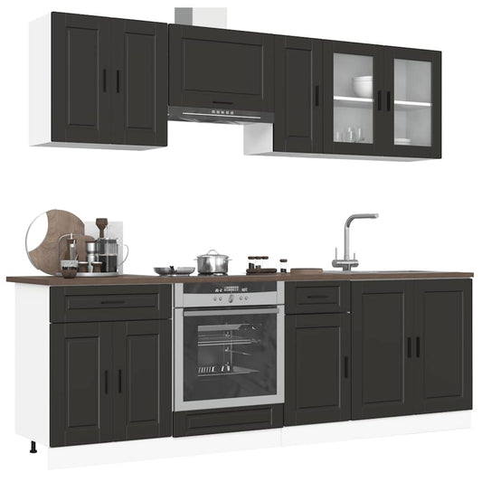 Set Mobili da Cucina 8 pz Porto Neri Legno Multistrato | homemem39