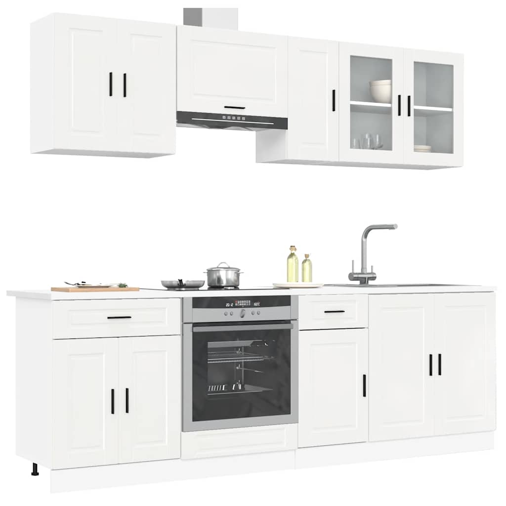Set Mobili da Cucina 8 pz Kalmar Bianchi Lucido in Truciolato