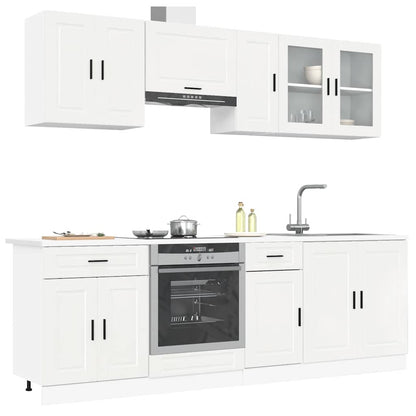 Set Mobili da Cucina 8 pz Kalmar Bianchi Lucido in Truciolato