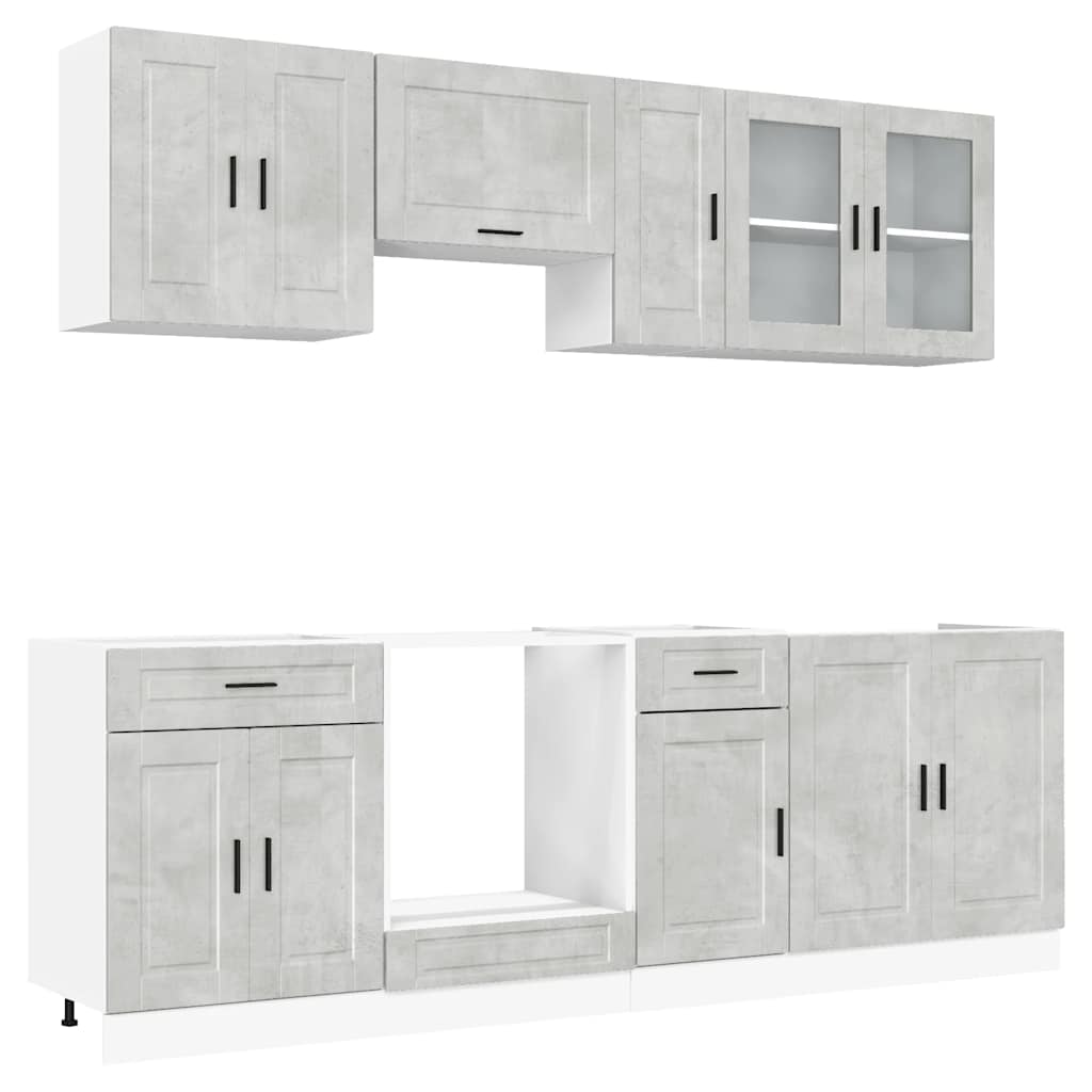 Set Mobili da Cucina 8 pz Porto Grigio Cemento in Truciolato | homemem39