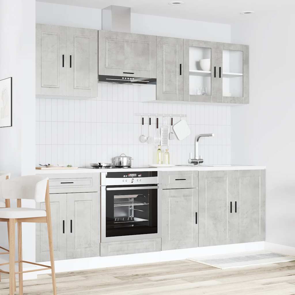Set Mobili da Cucina 8 pz Porto Grigio Cemento in Truciolato | homemem39