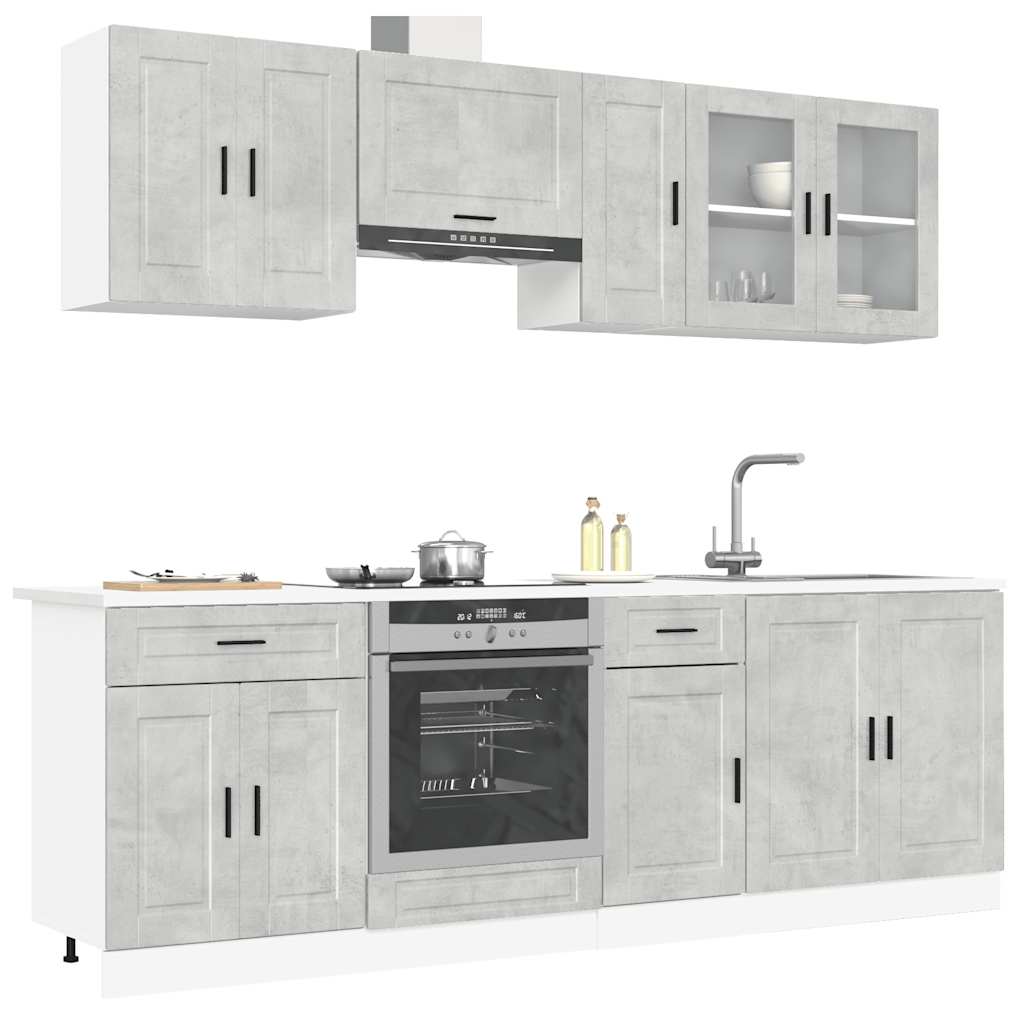 Set Mobili da Cucina 8 pz Porto Grigio Cemento in Truciolato | homemem39