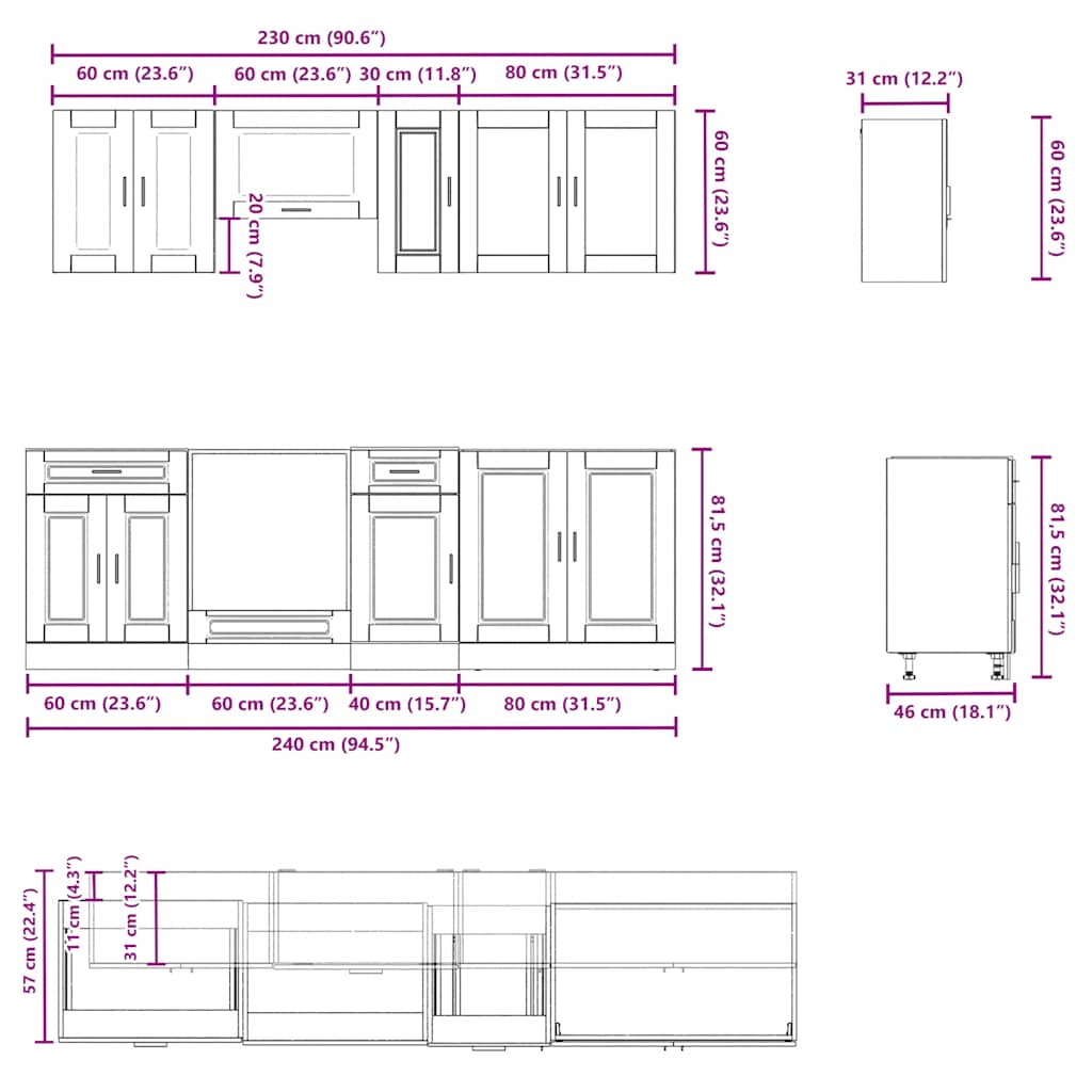 Set Mobili da Cucina 8 pz Kalmar Grigio Sonoma in Truciolato | homemem39